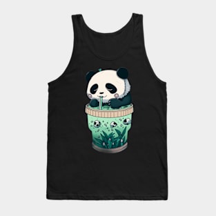 Panda Drinking Tea Tank Top